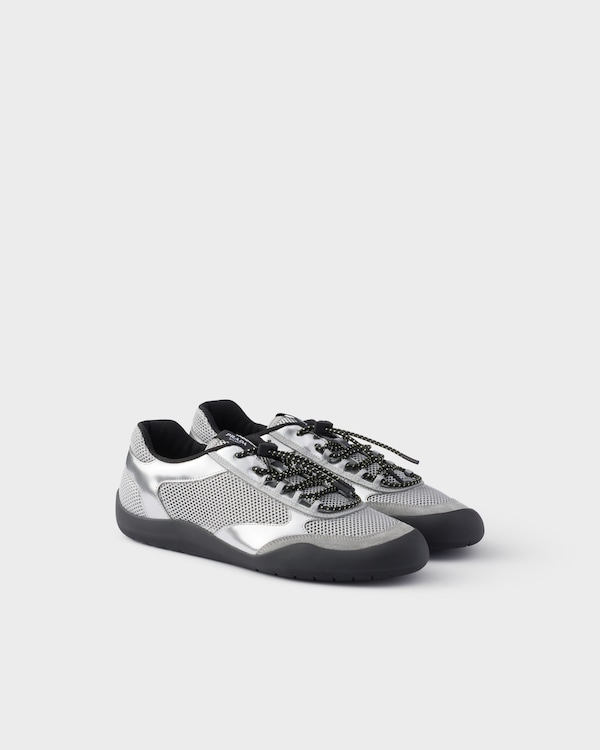 Speedrock mesh fabric and metallic leather sneakers - Silver Speedrock mesh fabric and metallic leather sneakers - Silver