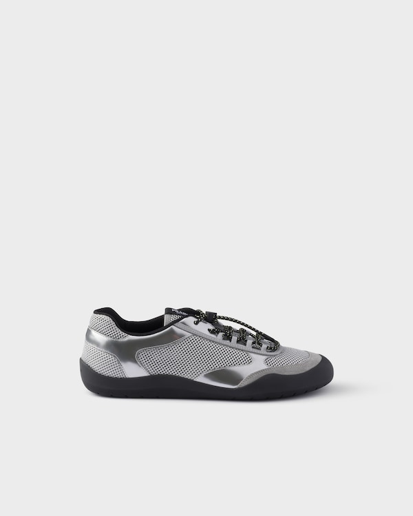 Speedrock mesh fabric and metallic leather sneakers - Silver Speedrock mesh fabric and metallic leather sneakers - Silver