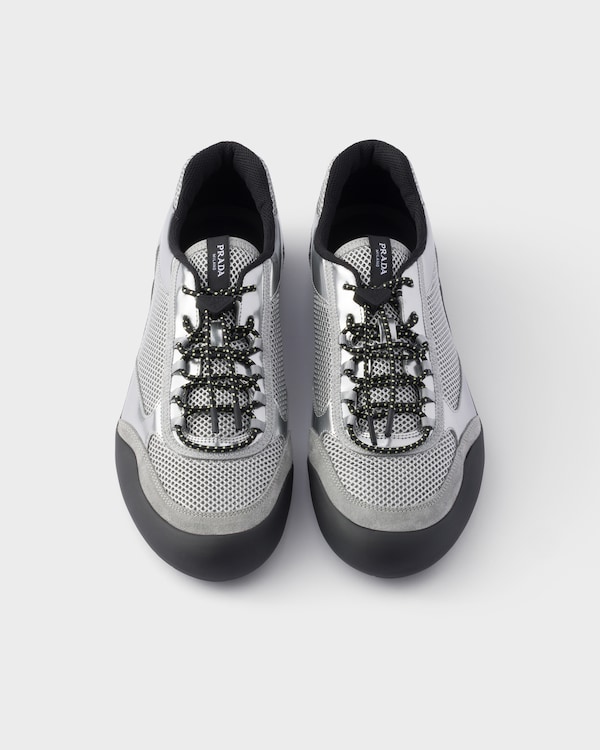 Speedrock mesh fabric and metallic leather sneakers - Silver Speedrock mesh fabric and metallic leather sneakers - Silver