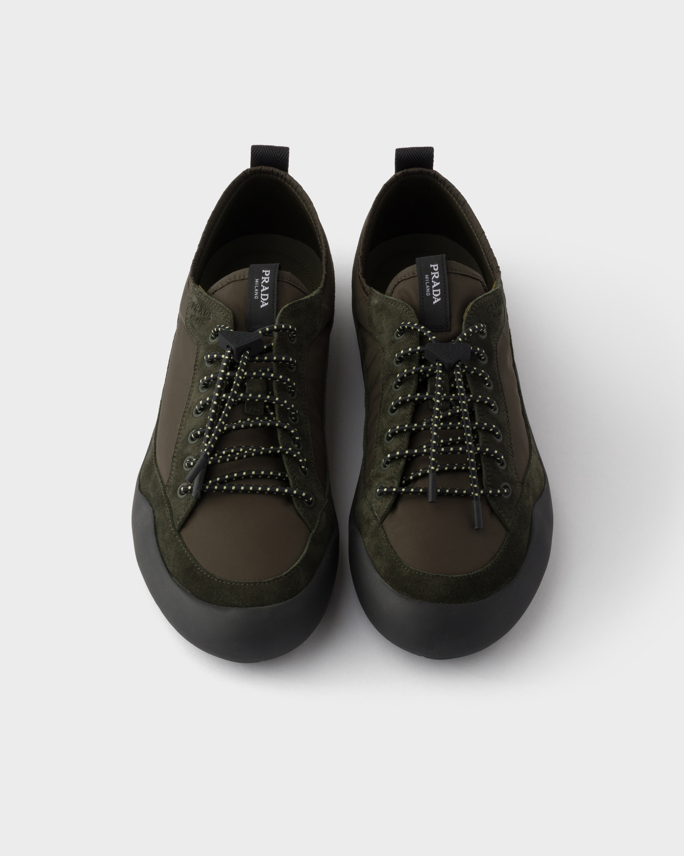 Selva Green Speedrock Re-Nylon and suede sneakers | PRADA - United