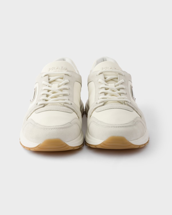 Prax suede and Re-Nylon sneakers - Cream Prax suede and Re-Nylon sneakers - Cream
