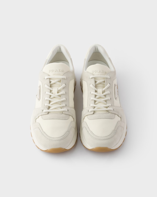 Prax suede and Re-Nylon sneakers - Cream Prax suede and Re-Nylon sneakers - Cream