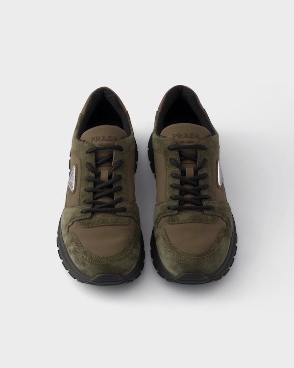 Prax suede and Re-Nylon sneakers - Selva Green Prax suede and Re-Nylon sneakers - Selva Green