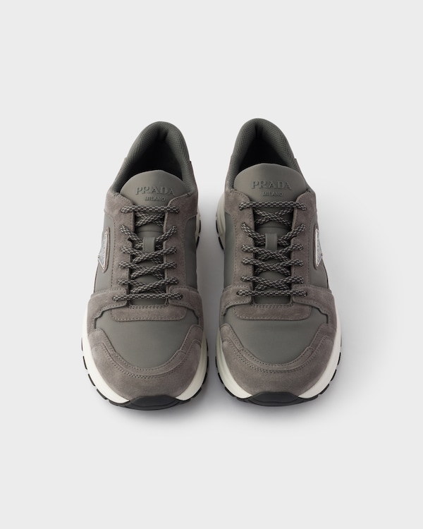 Prax suede and Re-Nylon sneakers - Gravel Gray Prax suede and Re-Nylon sneakers - Gravel Gray
