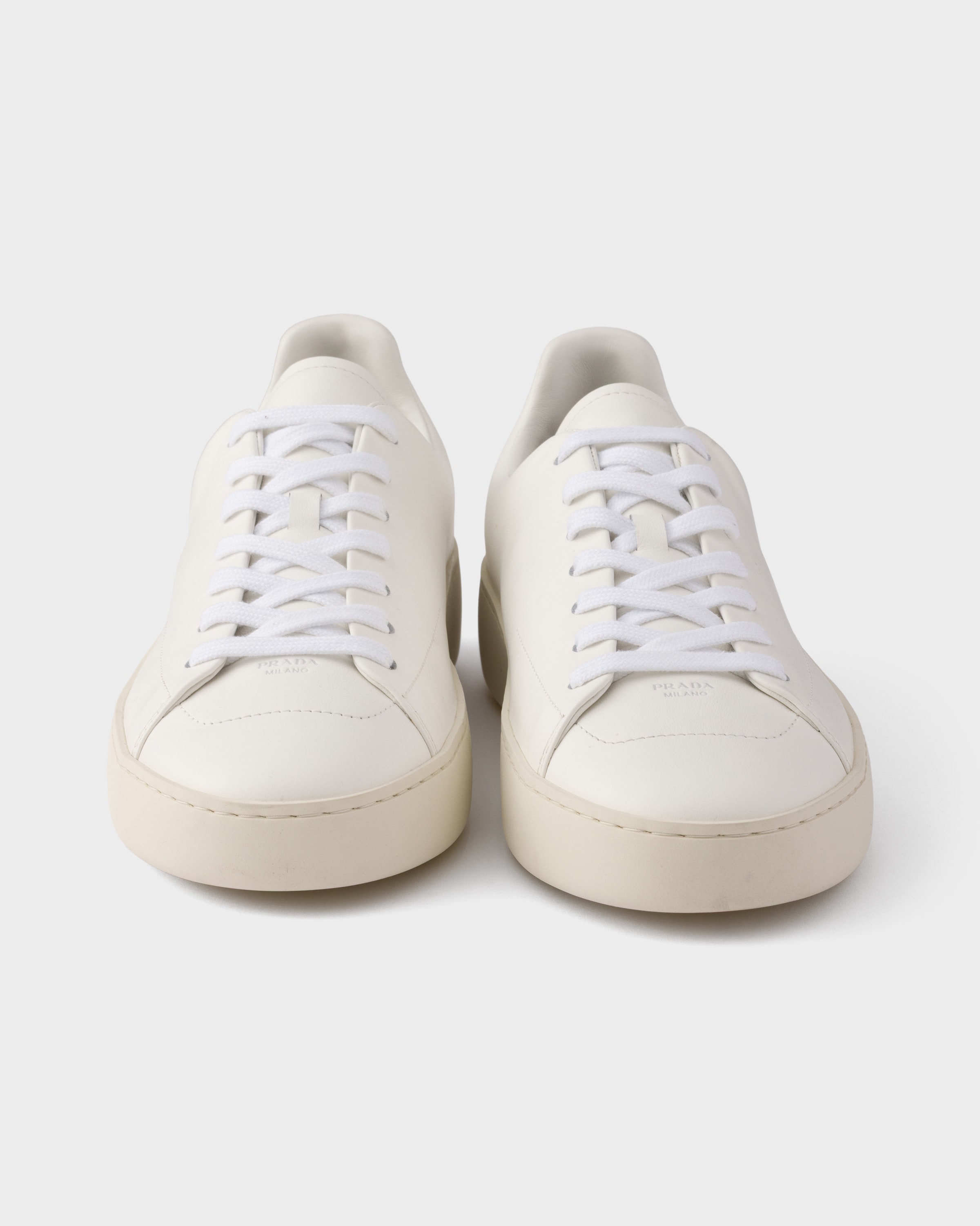 PRADA ホワイト ストライプ スニーカー White Court leather sneakers | PRADA - Canada