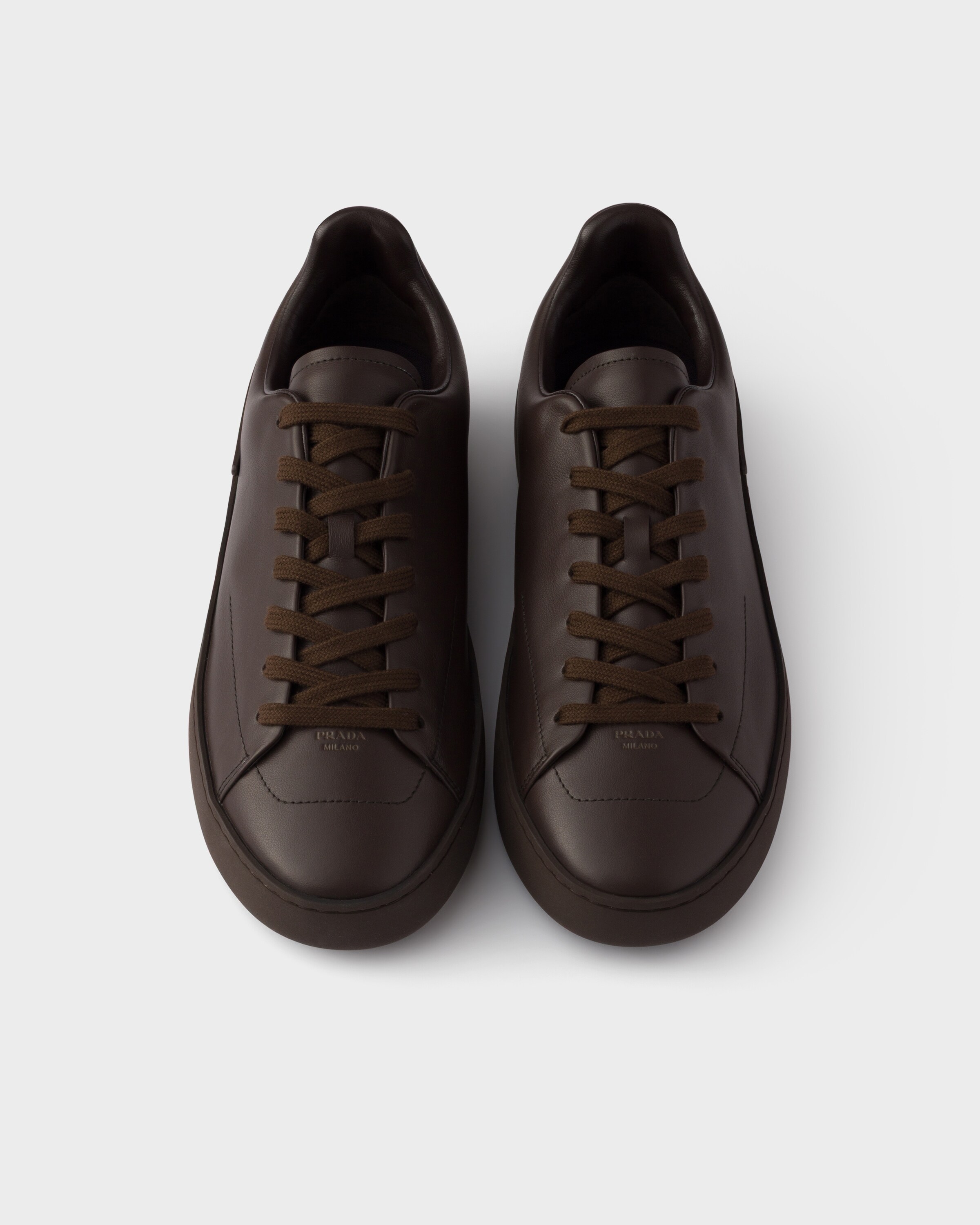 PRADA 12aw rubber sole shoes brown×black Coffee Court leather sneakers | PRADA - United States