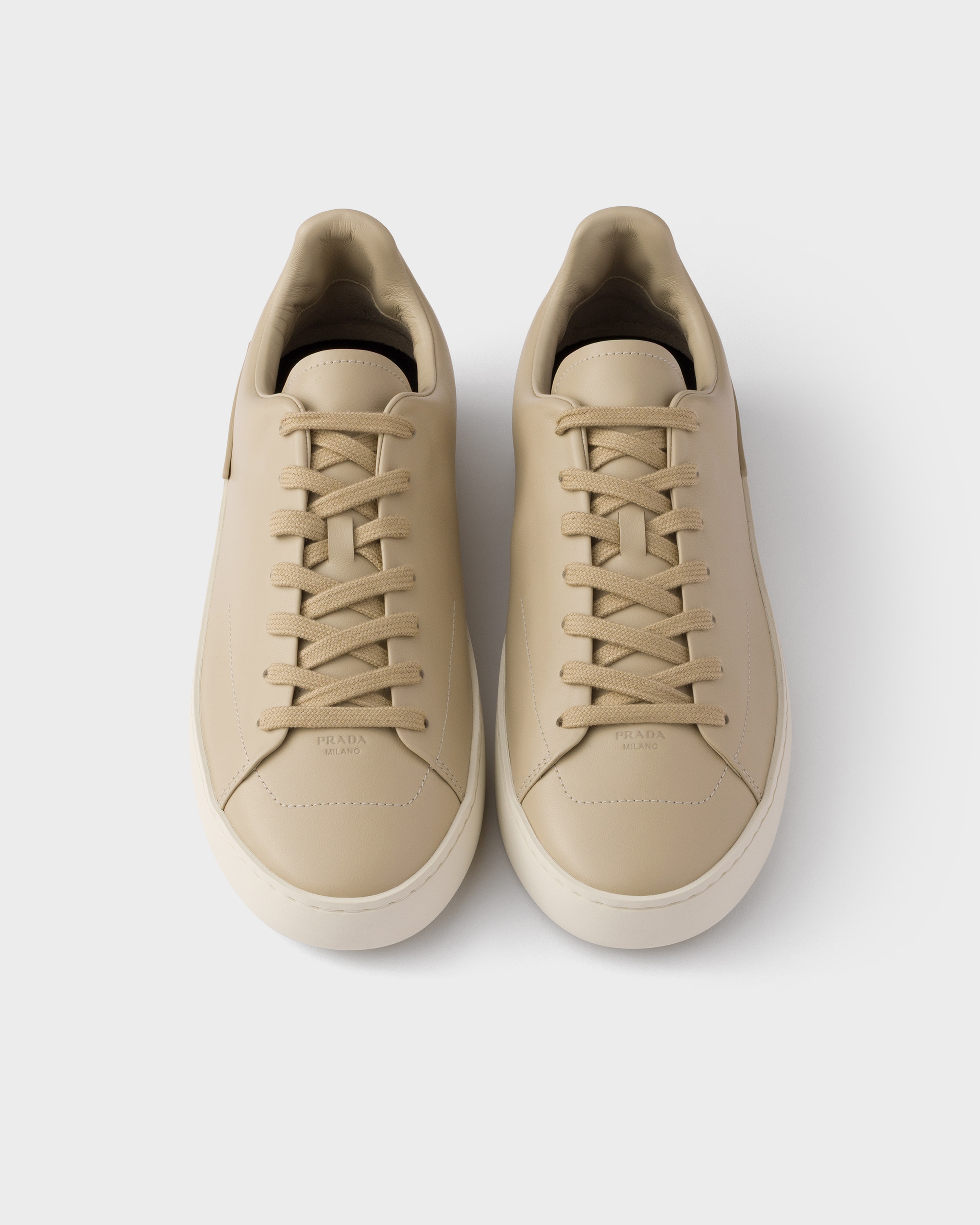 Desert Beige Court leather sneakers | PRADA