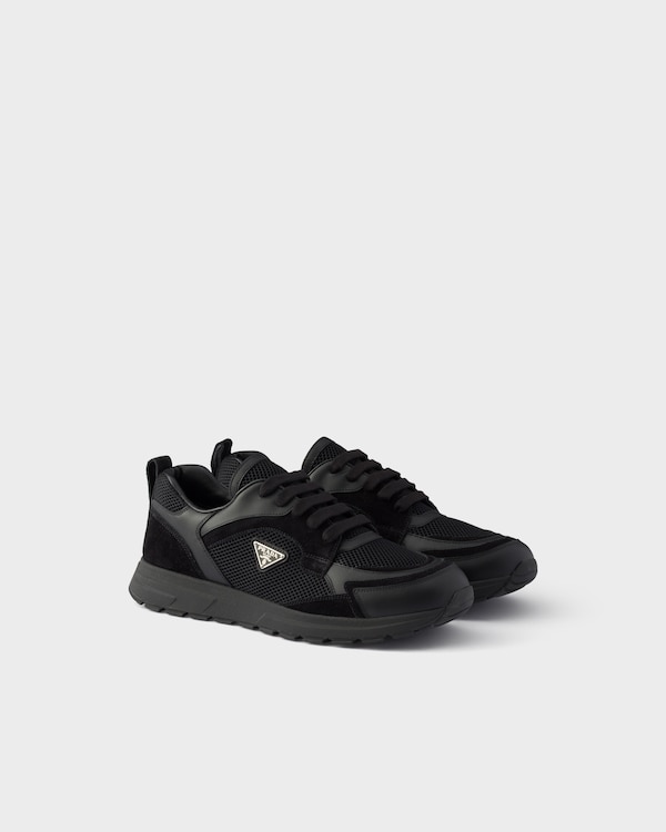 Prax leather and fabric sneakers - Black Prax leather and fabric sneakers - Black