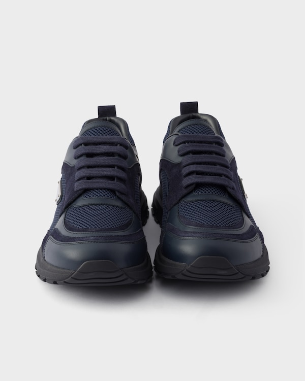 Prax leather and fabric sneakers - Navy Prax leather and fabric sneakers - Navy