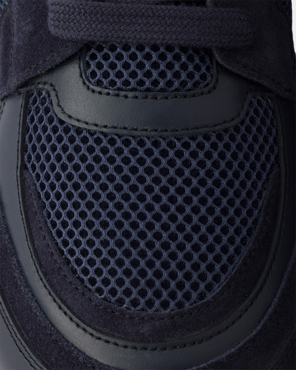 Prax leather and fabric sneakers - Navy Prax leather and fabric sneakers - Navy