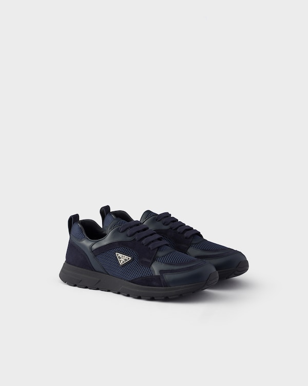 Prax leather and fabric sneakers - Navy Prax leather and fabric sneakers - Navy