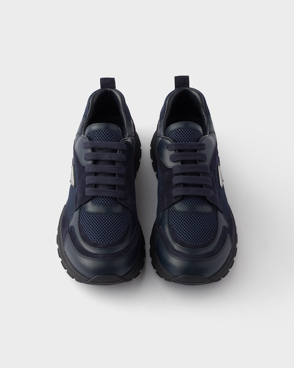 Prax leather and fabric sneakers - Navy Prax leather and fabric sneakers - Navy