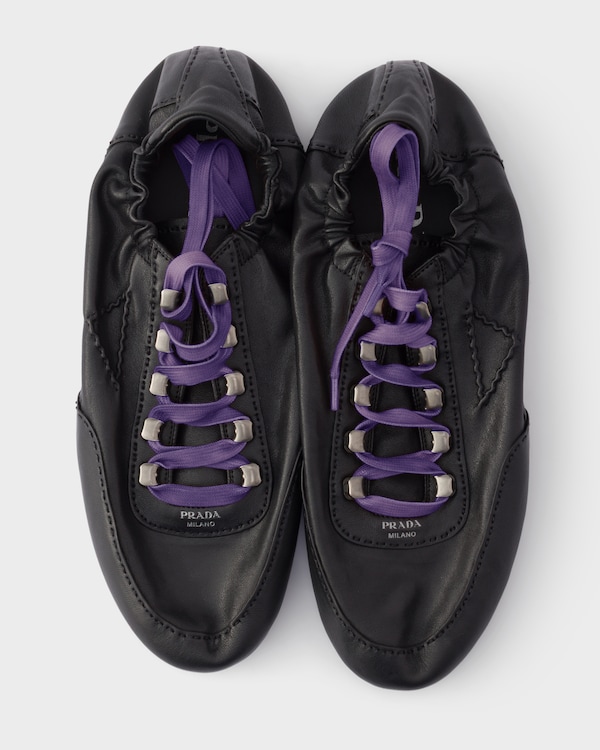 Collapse antiqued nappa leather sneakers with hooks - Black Collapse antiqued nappa leather sneakers with hooks - Black