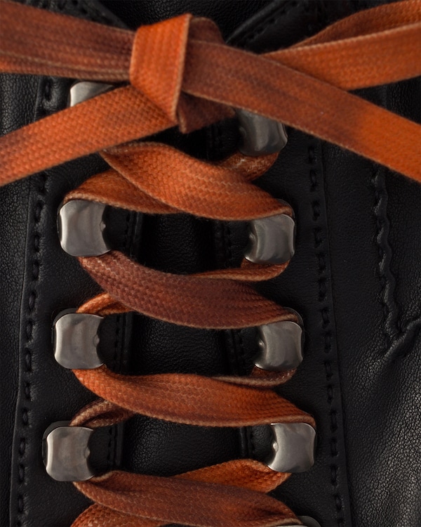 Collapse antiqued nappa leather sneakers with hooks - Black Collapse antiqued nappa leather sneakers with hooks - Black