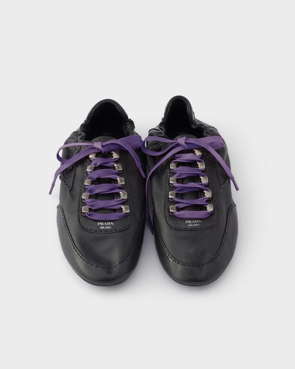 Collapse antiqued nappa leather sneakers with hooks - Black Collapse antiqued nappa leather sneakers with hooks - Black