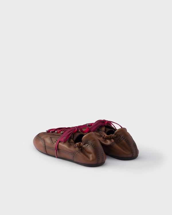 Collapse antiqued nappa leather sneakers with hooks - Oak Collapse antiqued nappa leather sneakers with hooks - Oak