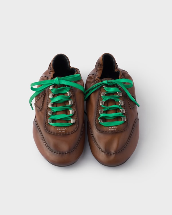 Collapse antiqued nappa leather sneakers with hooks - Oak Collapse antiqued nappa leather sneakers with hooks - Oak