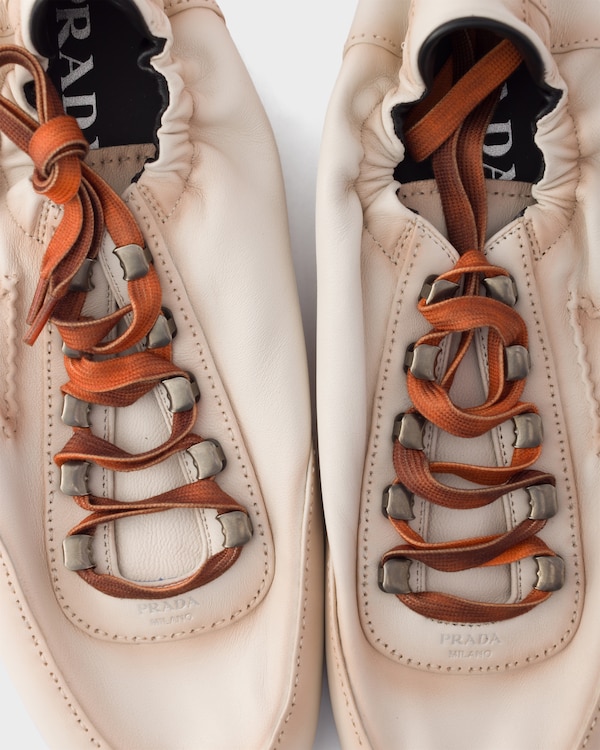 Collapse antiqued nappa leather sneakers with hooks - Chalk White Collapse antiqued nappa leather sneakers with hooks - Chalk White