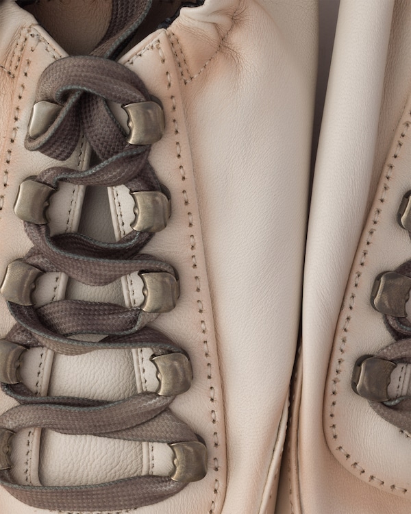 Collapse antiqued nappa leather sneakers with hooks - Chalk White Collapse antiqued nappa leather sneakers with hooks - Chalk White