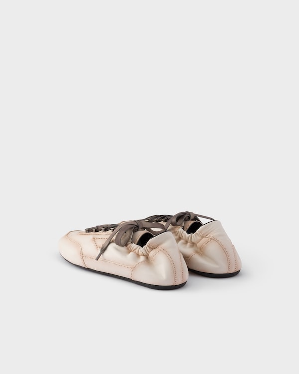 Collapse antiqued nappa leather sneakers with hooks - Chalk White Collapse antiqued nappa leather sneakers with hooks - Chalk White