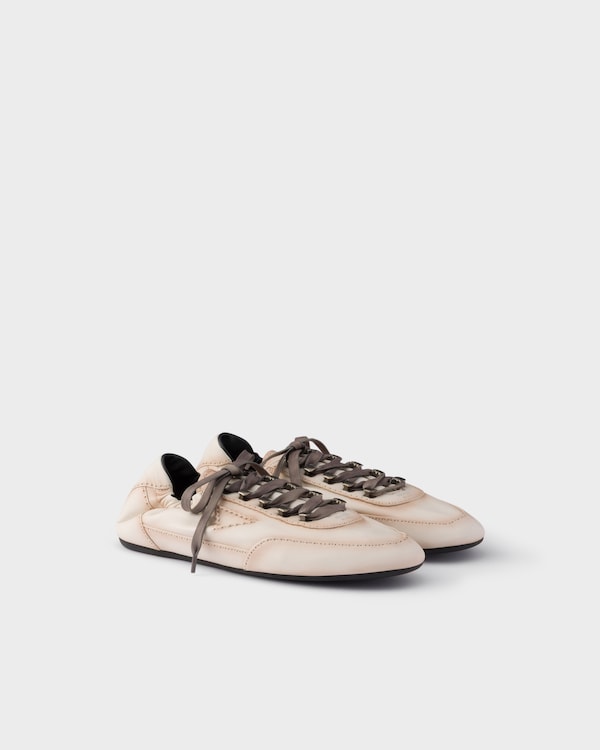 Collapse antiqued nappa leather sneakers with hooks - Chalk White Collapse antiqued nappa leather sneakers with hooks - Chalk White