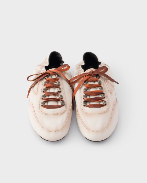 Collapse antiqued nappa leather sneakers with hooks - Chalk White Collapse antiqued nappa leather sneakers with hooks - Chalk White