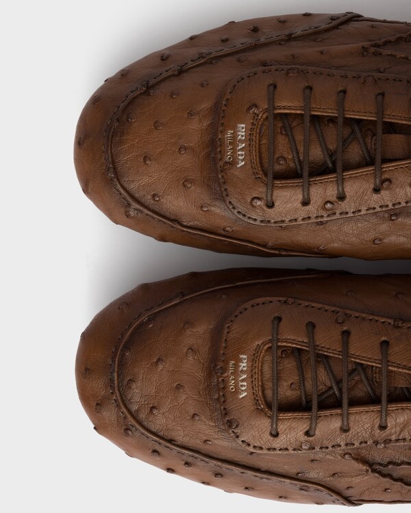 Collapse ostrich leather sneakers - Tobacco Collapse ostrich leather sneakers - Tobacco