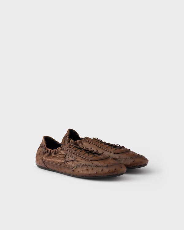 Collapse ostrich leather sneakers - Tobacco Collapse ostrich leather sneakers - Tobacco
