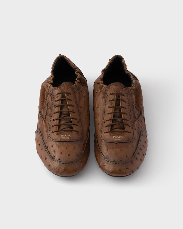 Collapse ostrich leather sneakers - Tobacco Collapse ostrich leather sneakers - Tobacco