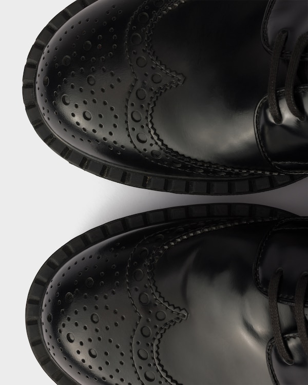 Derbies Brogue en cuir brossé chocolat - Noir Derbies Brogue en cuir brossé chocolat - Noir