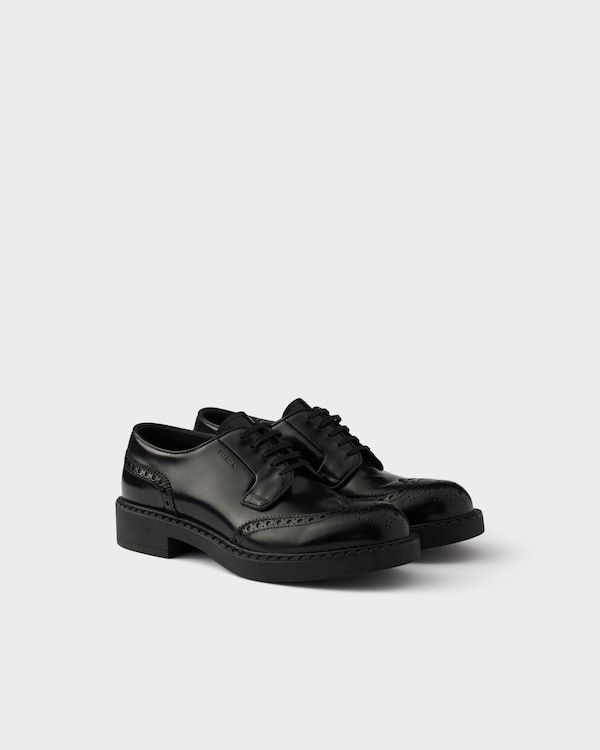 Derbies Brogue en cuir brossé chocolat - Noir Derbies Brogue en cuir brossé chocolat - Noir