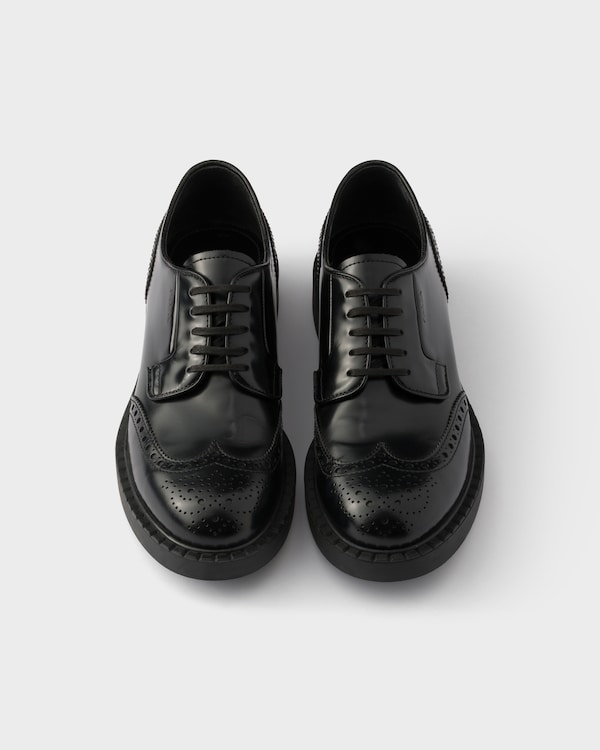 Derbies Brogue en cuir brossé chocolat - Noir Derbies Brogue en cuir brossé chocolat - Noir