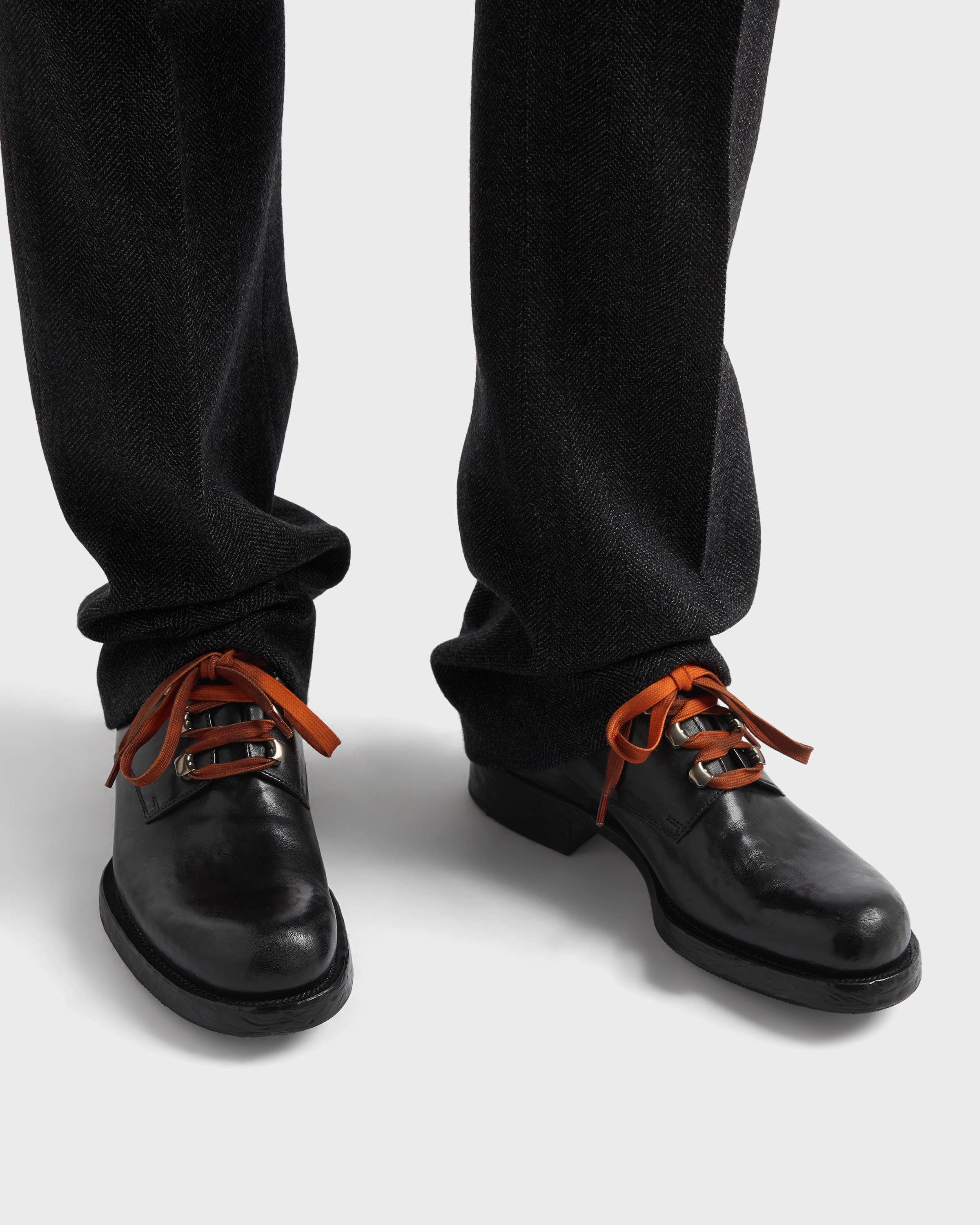 Black Antiqued Leather Lace-up Shoes | PRADA - United States