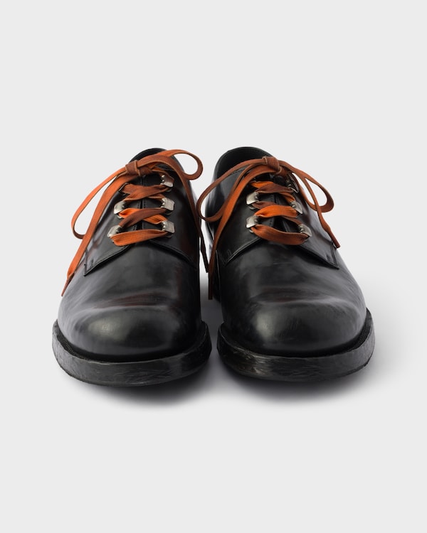 Antiqued leather lace-up shoes - Black Antiqued leather lace-up shoes - Black