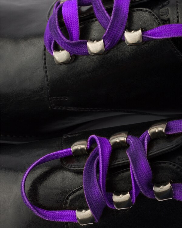 Antiqued leather lace-up shoes - Black Antiqued leather lace-up shoes - Black