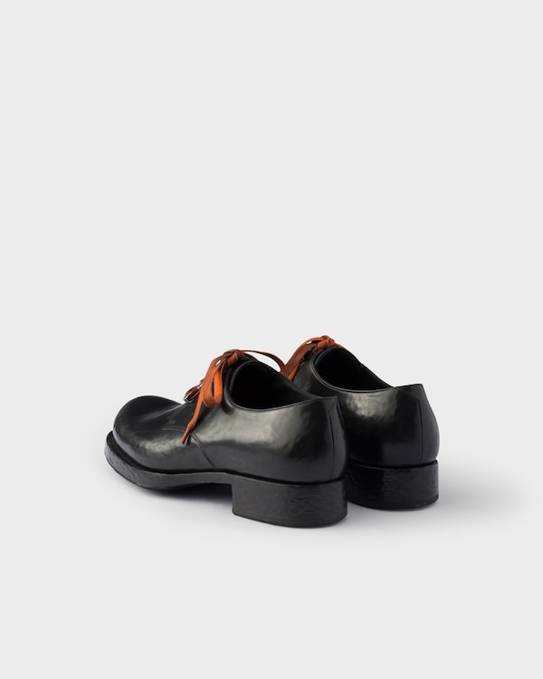 Antiqued leather lace-up shoes - Black Antiqued leather lace-up shoes - Black