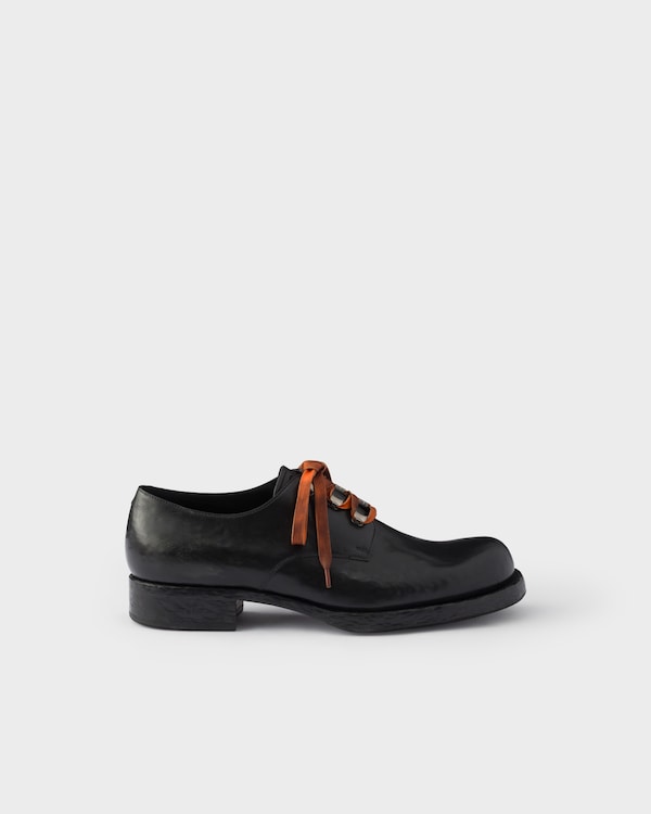 Antiqued leather lace-up shoes - Black Antiqued leather lace-up shoes - Black