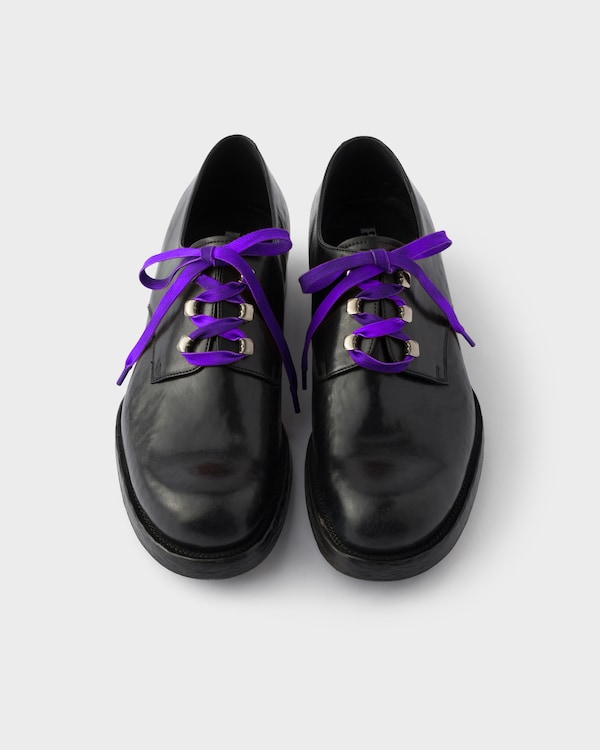 Antiqued leather lace-up shoes - Black Antiqued leather lace-up shoes - Black