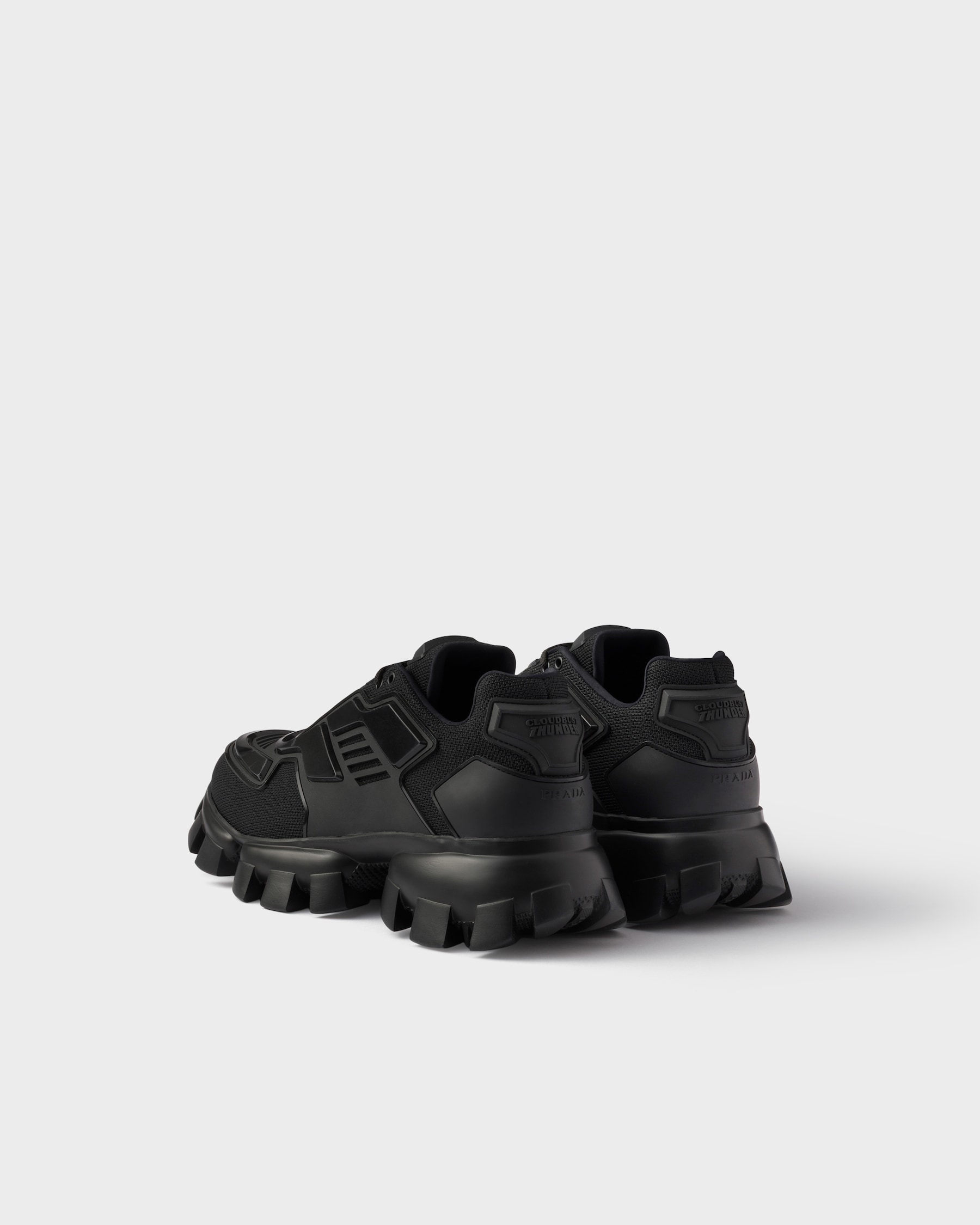 PRADA 26S CLOUDBUST THUNDER SNEAKERS 60MM IN BLACK MESH FABRIC