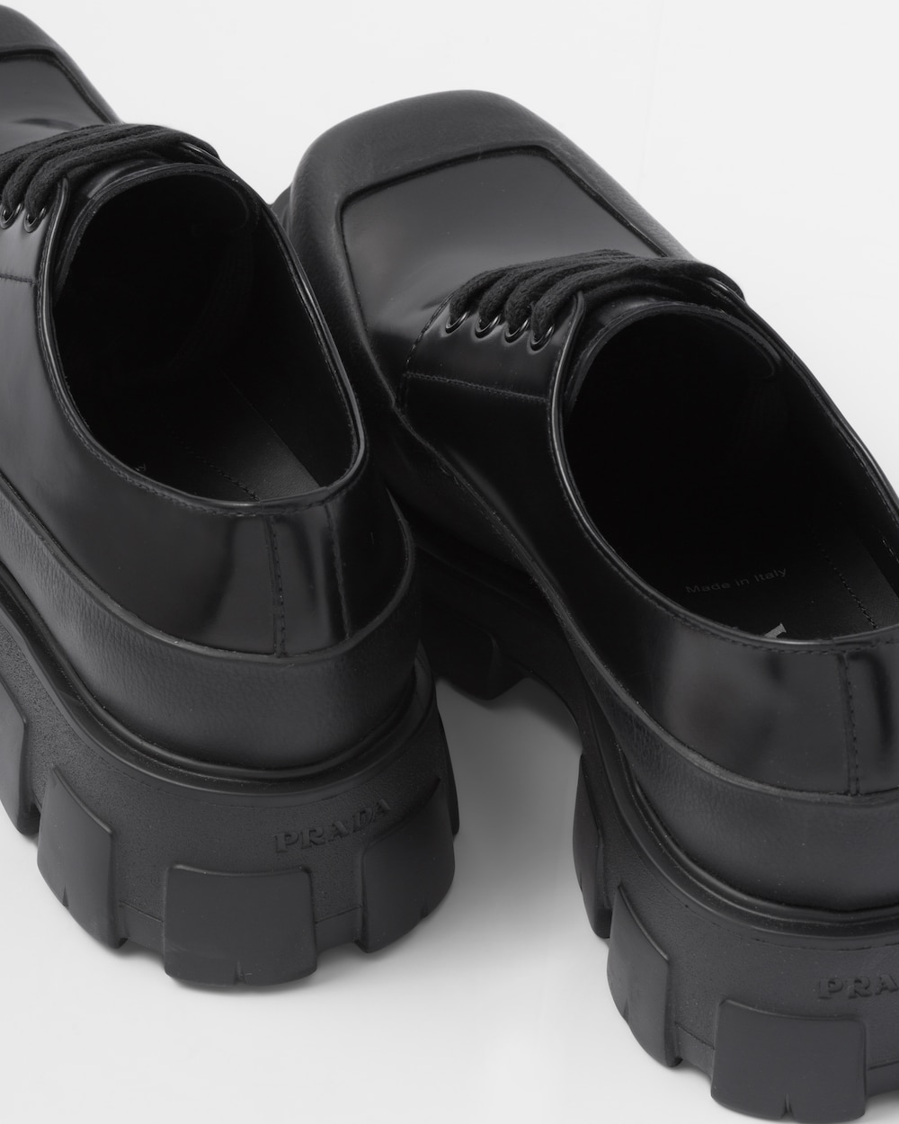 Brushed leather derby shoes prada clearance