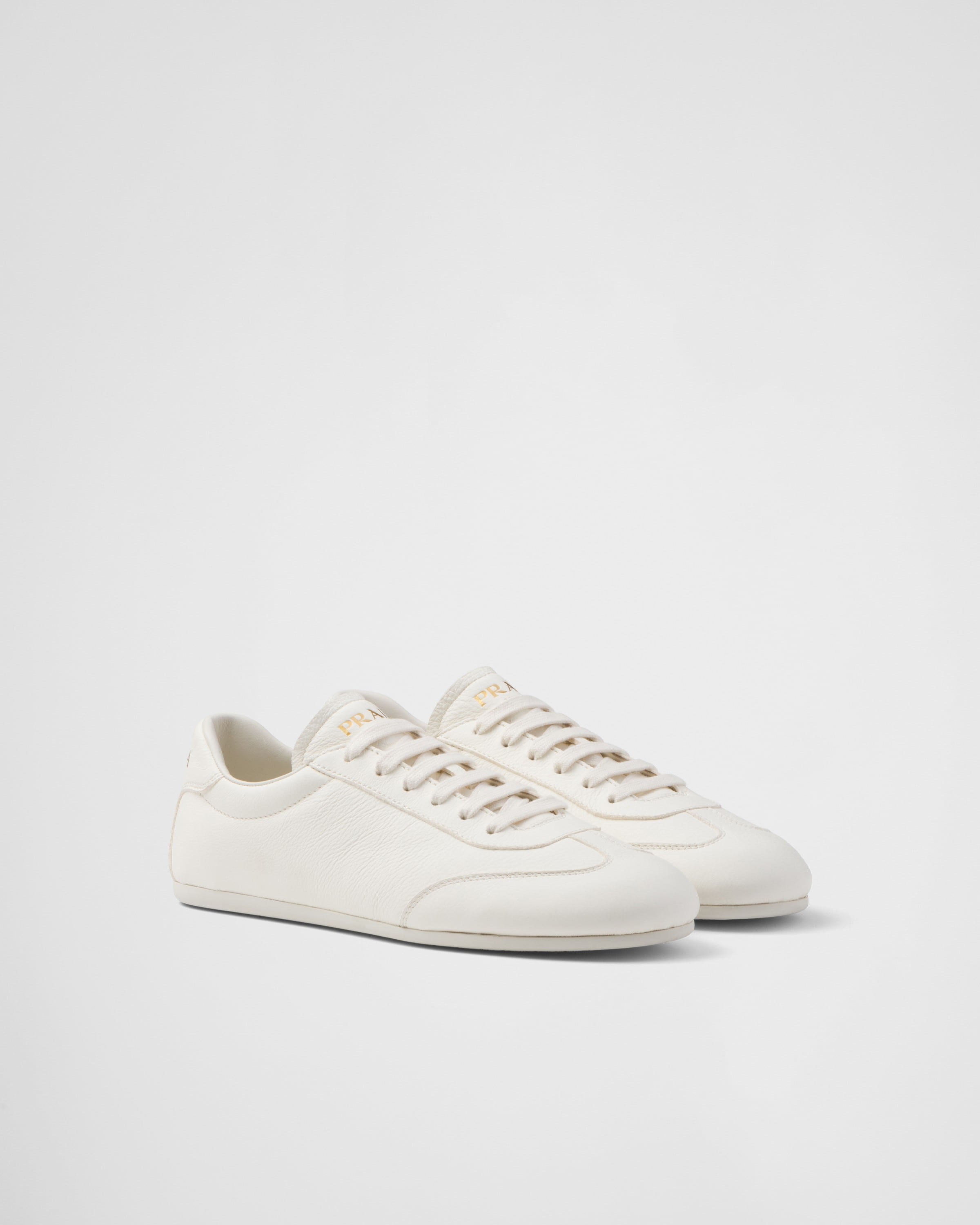 Prada Leather Sneakers In Ivory