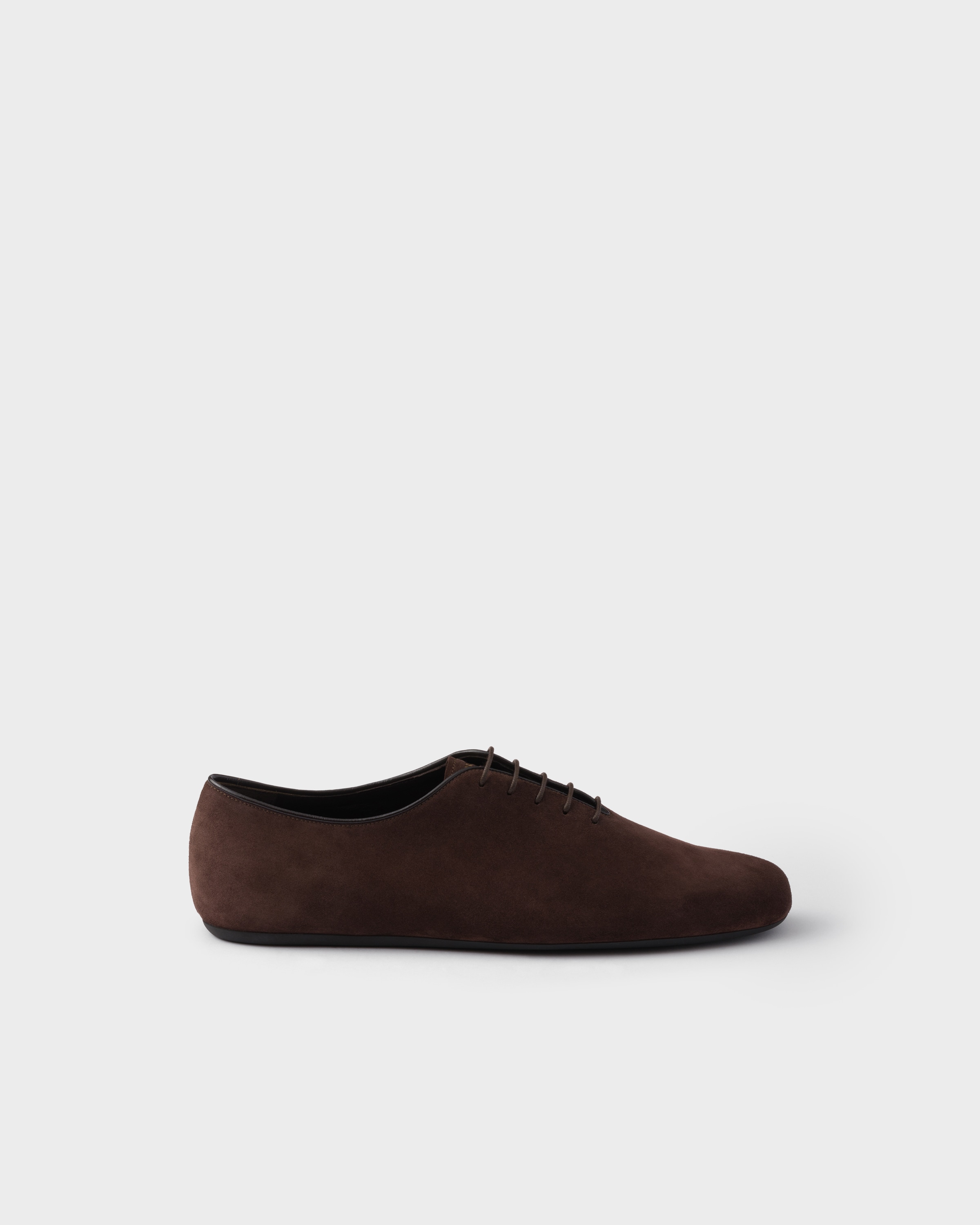 Dark Brown Suede Laced Shoes | PRADA