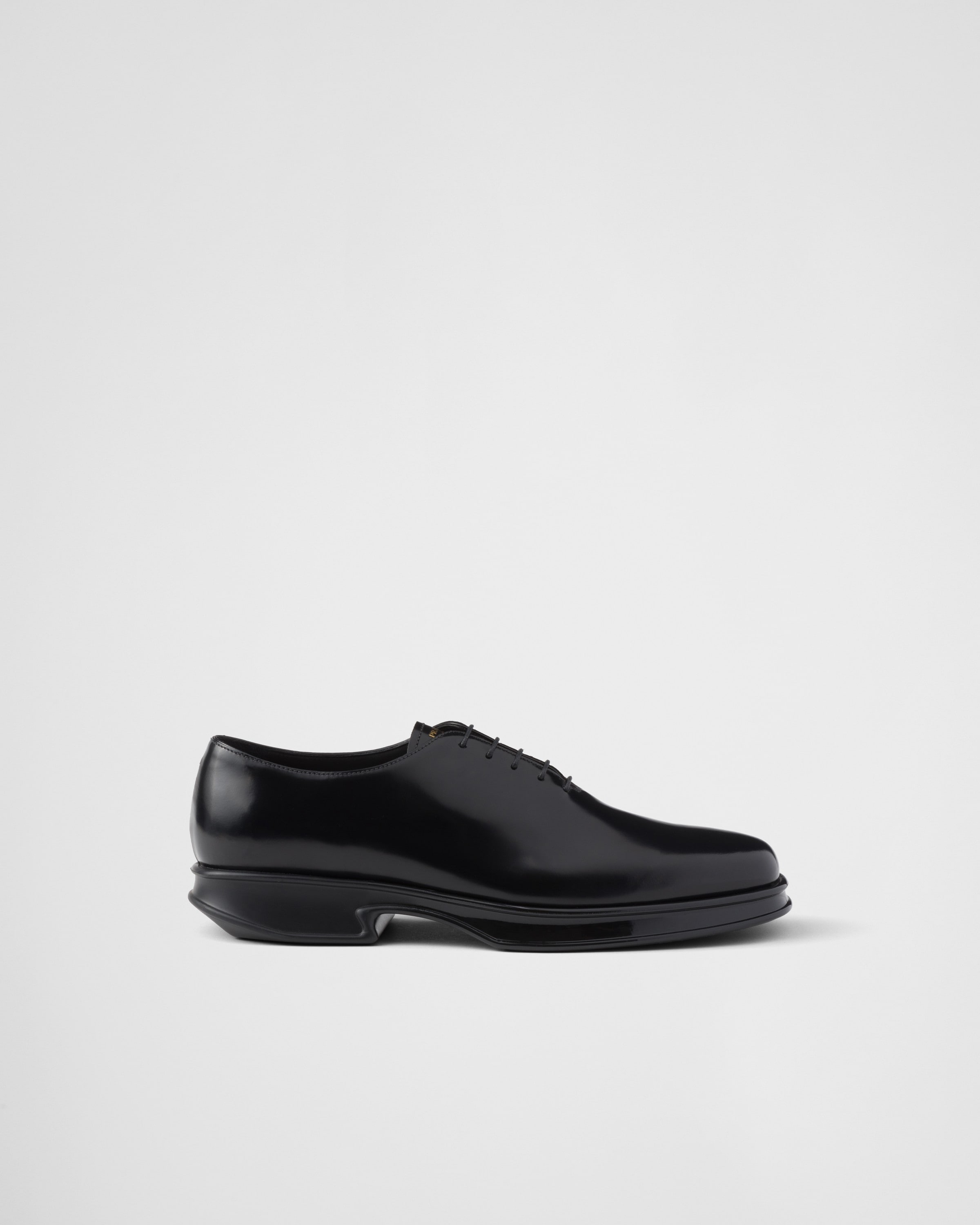 Black Brushed Leather Lace up Shoes PRADA