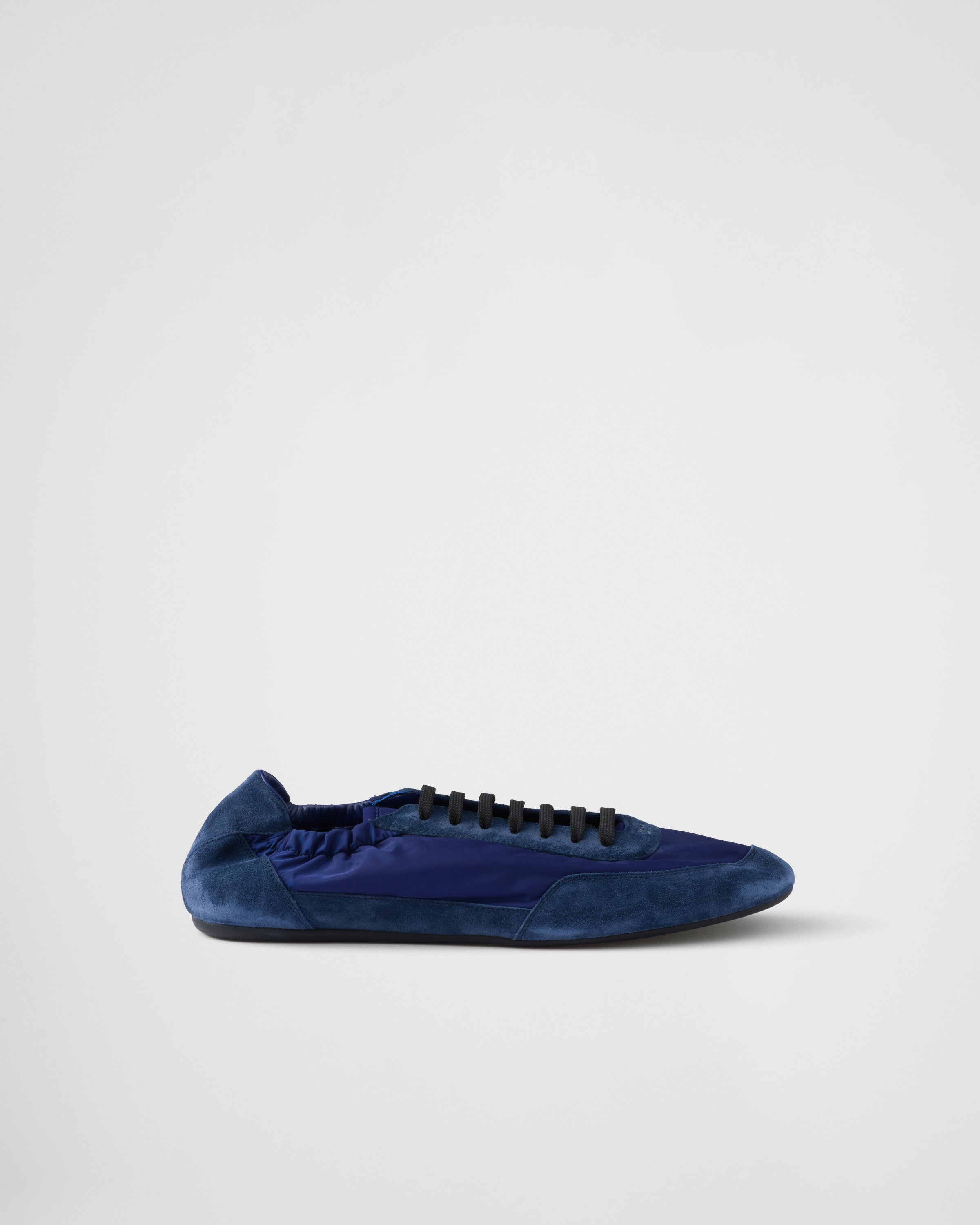 Prada Collapse Re-nylon And Suede Elasticized Sneakers In Bluette