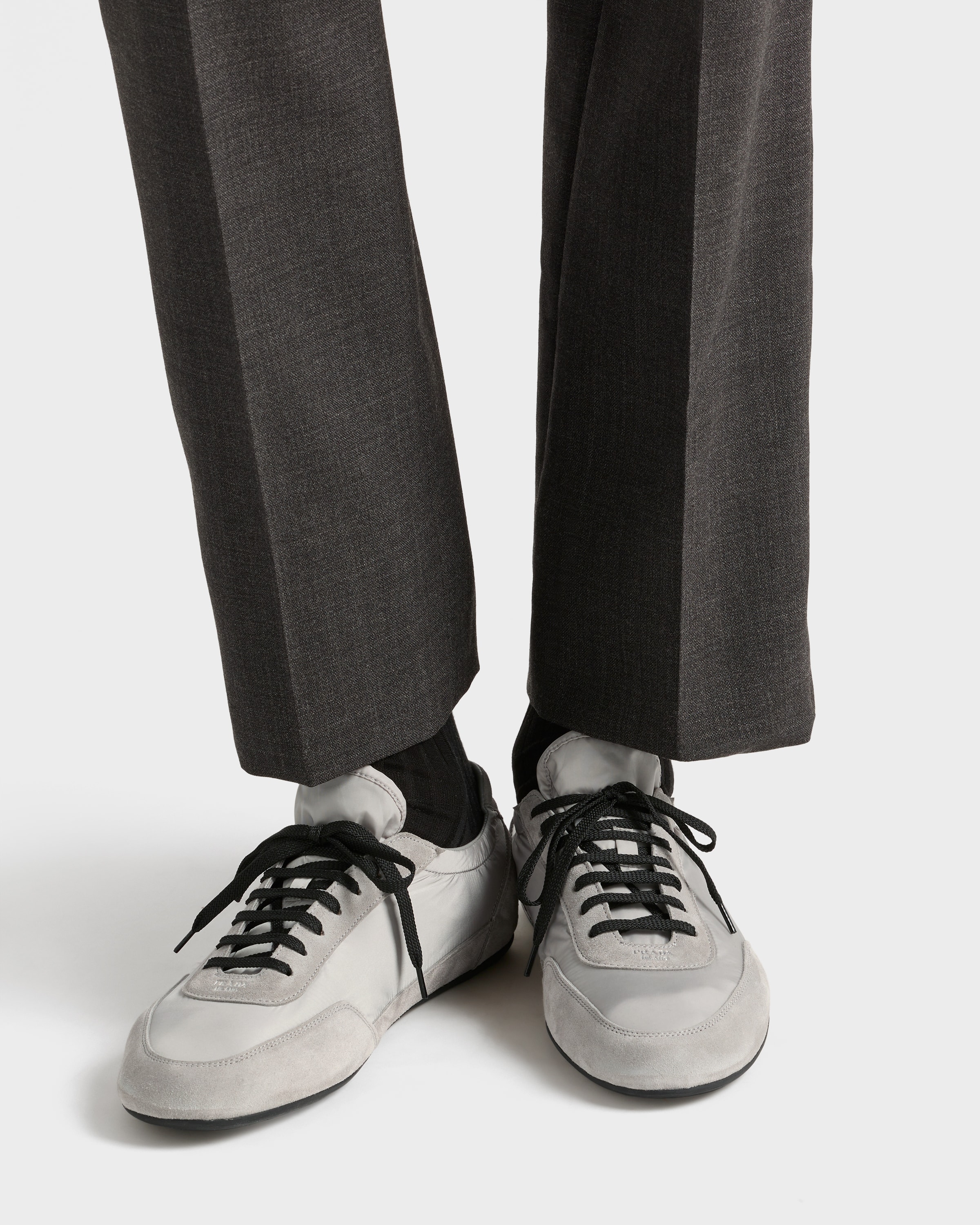 Prada Collapse Re-nylon And Suede Elasticized Sneakers