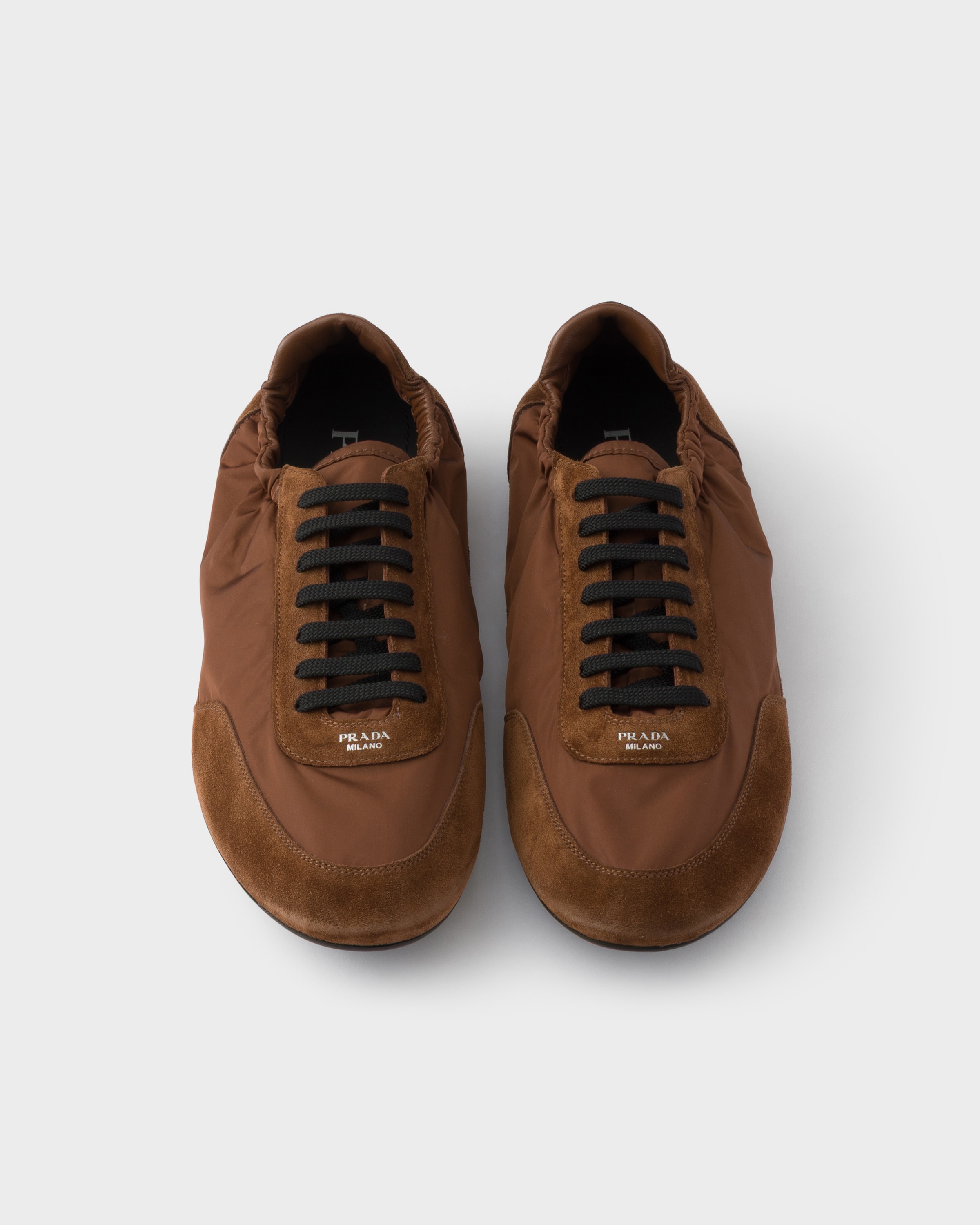 Palisander Collapse Re-Nylon and suede elasticized sneakers