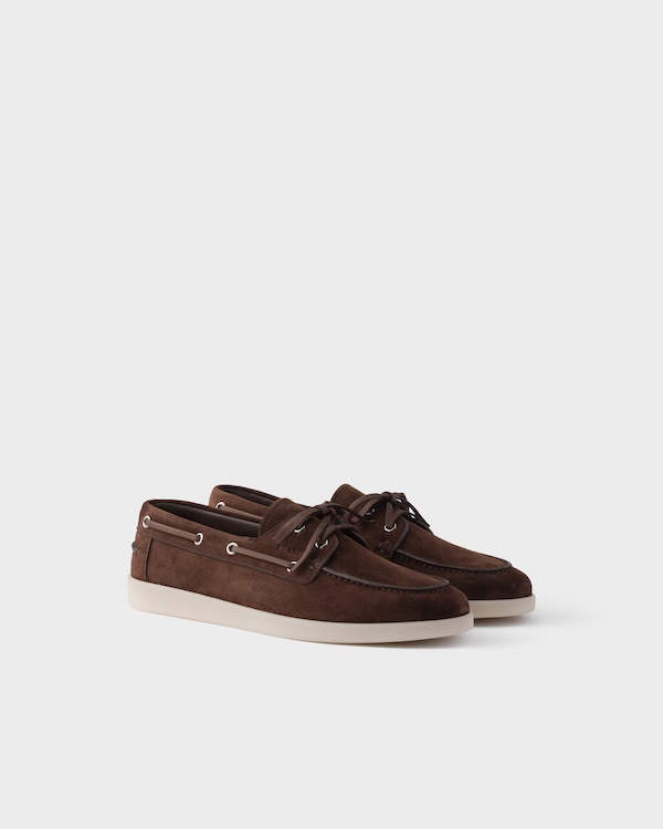 Suede boat shoes with laces - Dark Brown Suede boat shoes with laces - Dark Brown