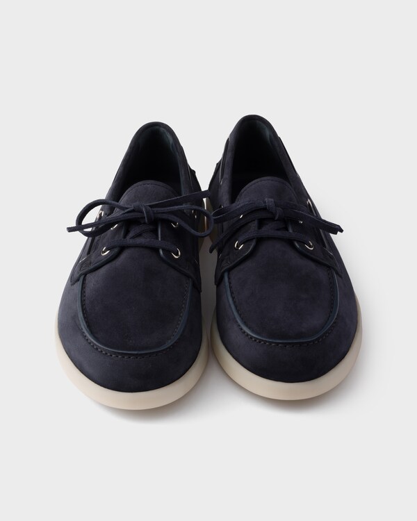 حذاء إبحار من الجلد السويدي مع أربطة - أزرق حذاء إبحار من الجلد السويدي مع أربطة - أزرق