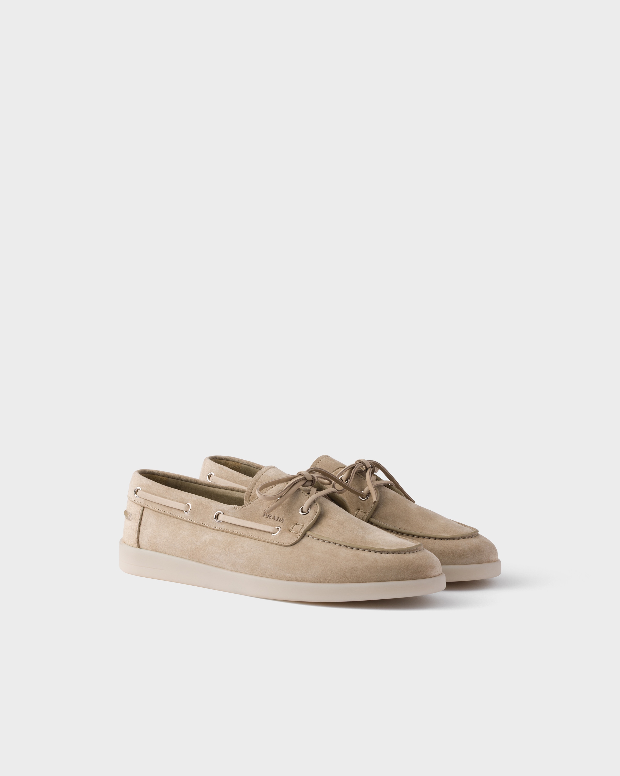 Desert Suede Boat Shoes With Laces | PRADA - United States