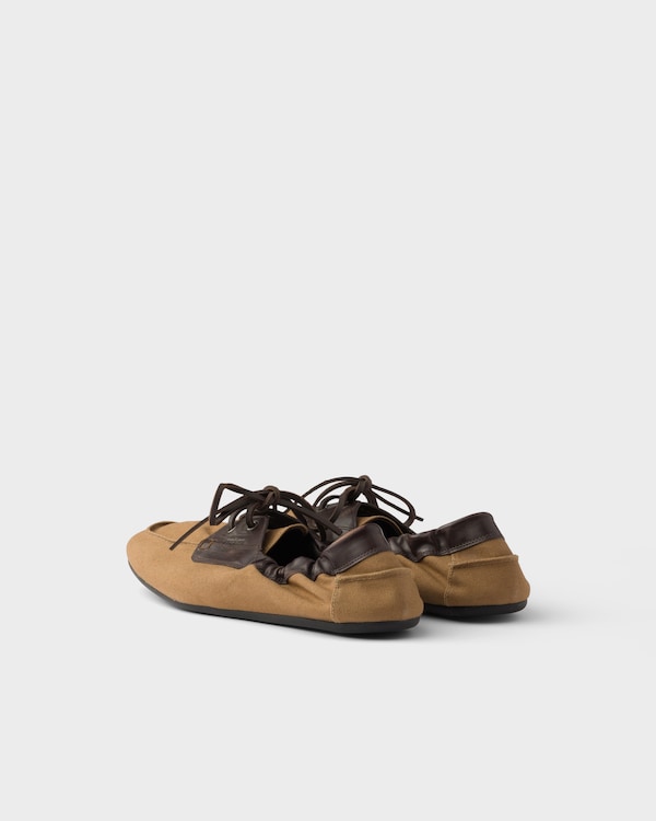 Shuffle aged canvas and leather boat shoes - Tobacco Shuffle aged canvas and leather boat shoes - Tobacco